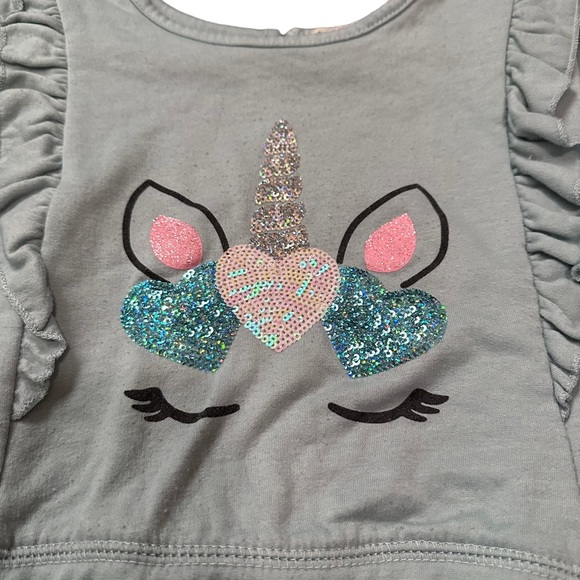 Btween 18 months girls 3 piece set sweater sweats and headband blue with unicorn - Picture 3 of 9